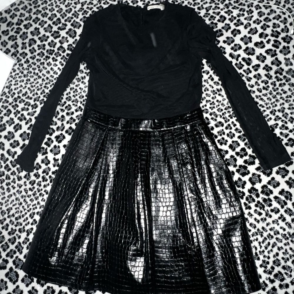 Alice + Olivia Black and White Mini Skater Dress